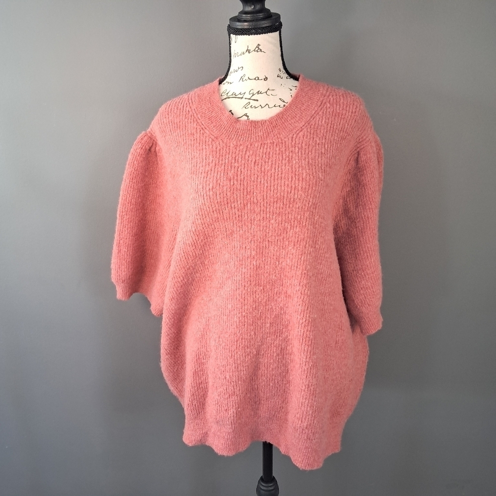 Boden Puffy Sleeve Top Size XL Pink Short Sleeve Sweater - Picture 1 of 9
